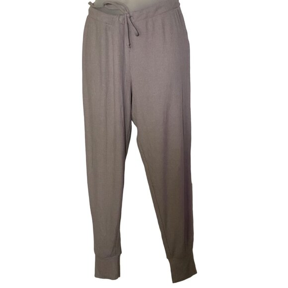Chaser Women's Ribbed Knit Jogger Pants with Drawstring Waist Size S Beige - Picture 1 of 7